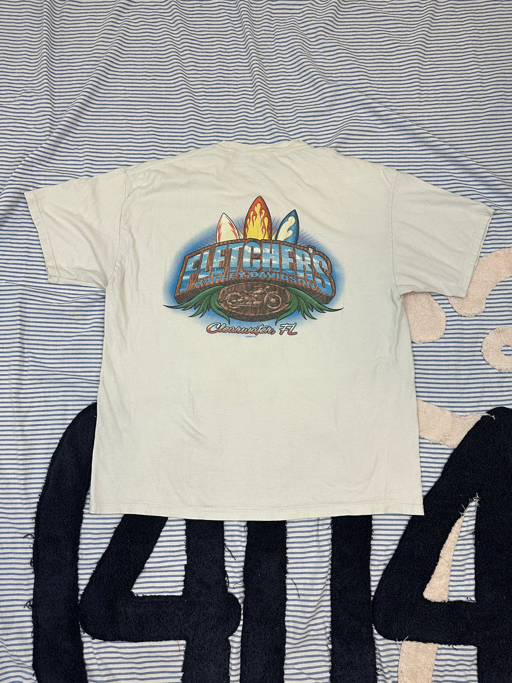 Harley Davidson Vintage Tee with Basketball Man patchwork