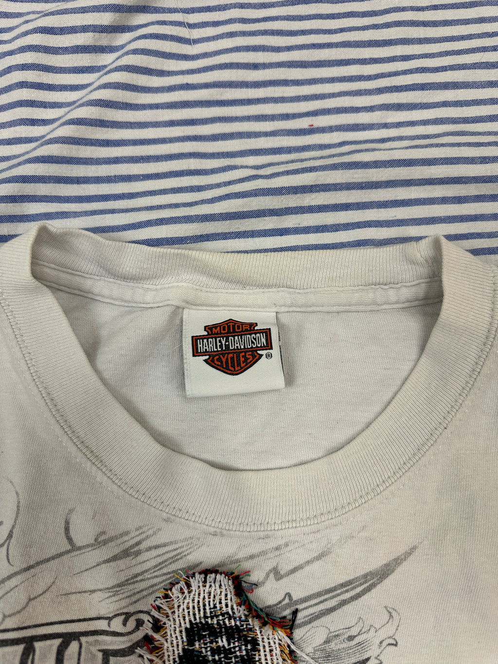 Harley Davidson Vintage Tee with Basketball Man patchwork