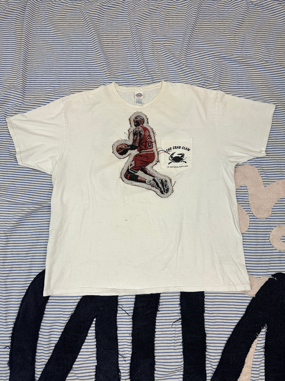 Crab Claw Vintage Tee with Basketball Man Patchwork