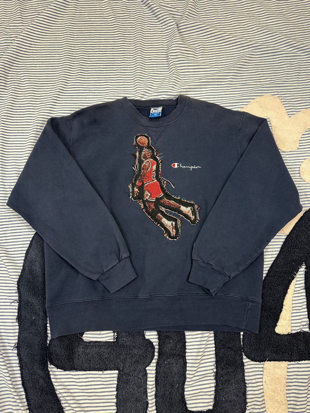 Champion Vintage Crew with Basketball Man Patchwork
